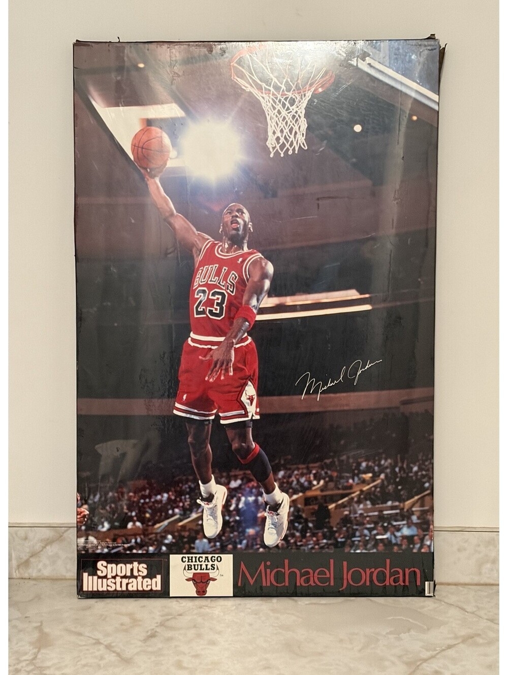 Vintage 1991 Michael Jordan Chicago Bulls Sports Illustrated Wooden Poster 22x34